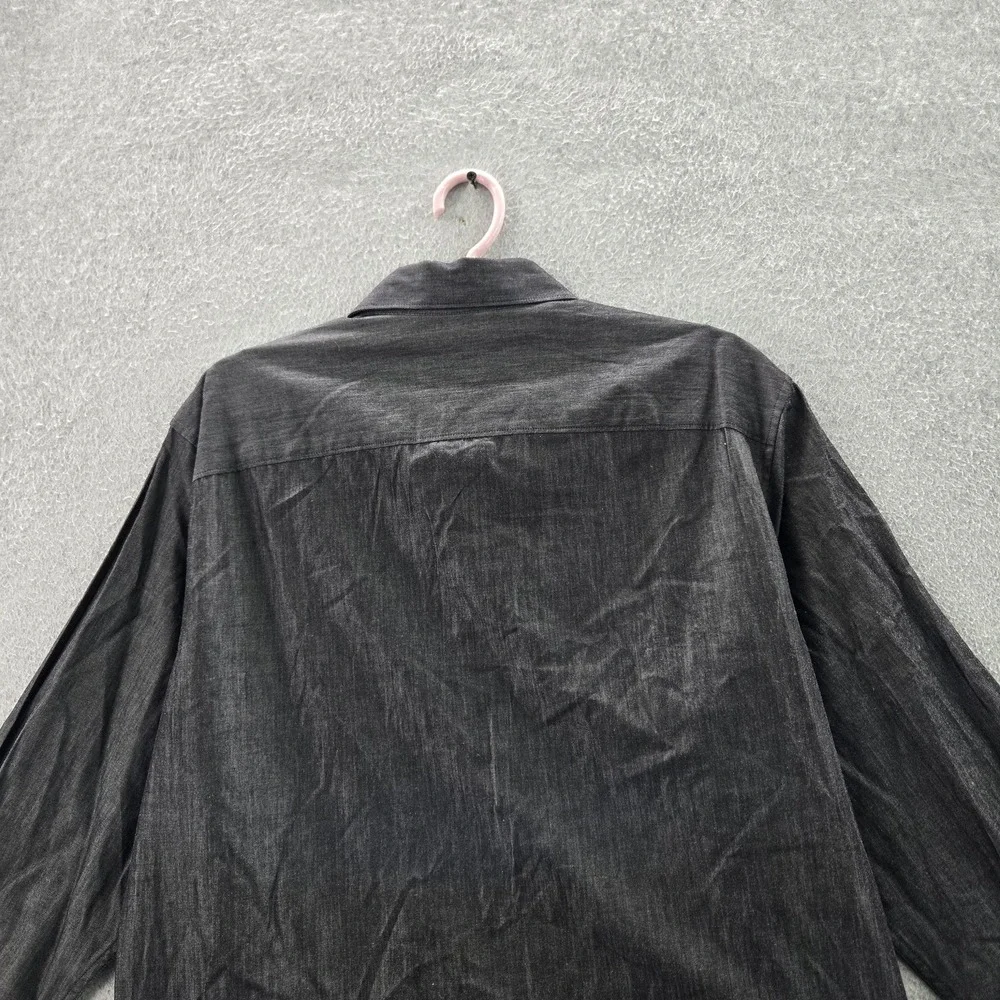 Claiborne Men Button Up Shirt L‎ Gray Classic Long Sleeve